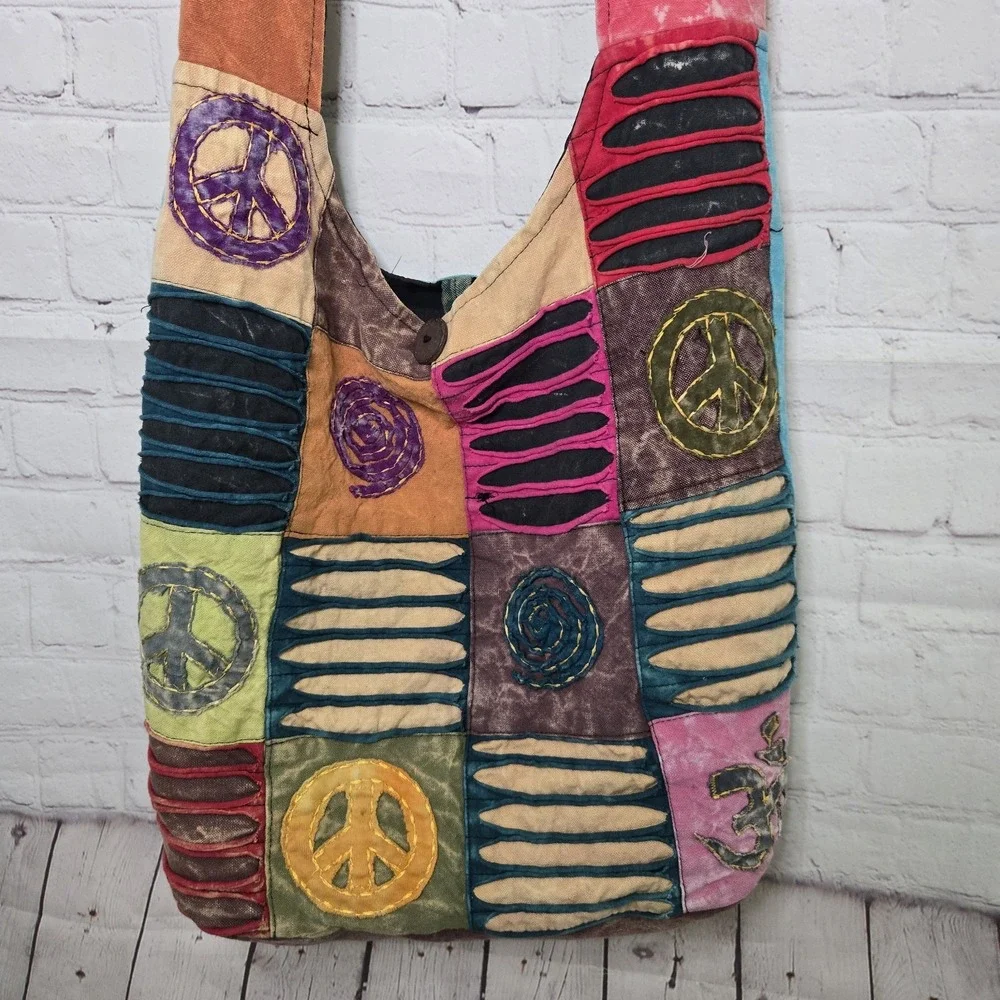 Vintage Patchwork Boho Hippie Crossbody Sling Hobo Bag Cotton